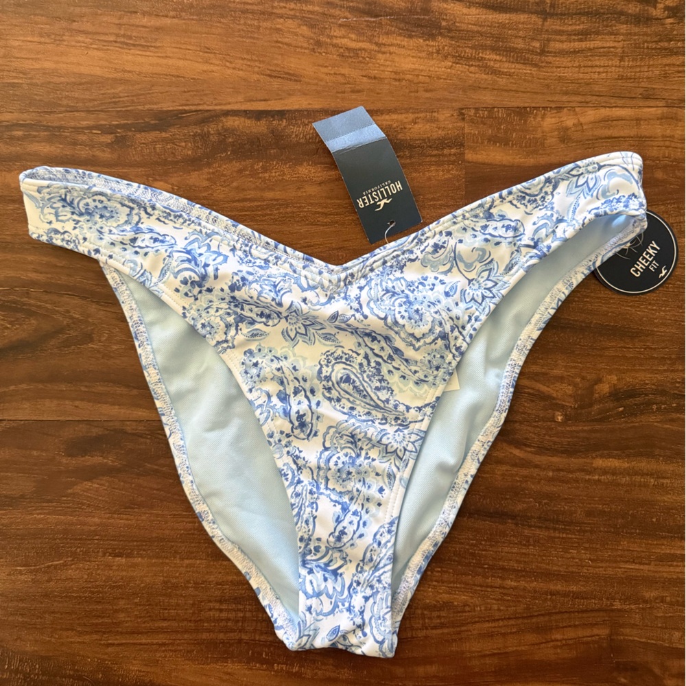 Hollister Light Blue Paisley Cheeky Bikini Bottom